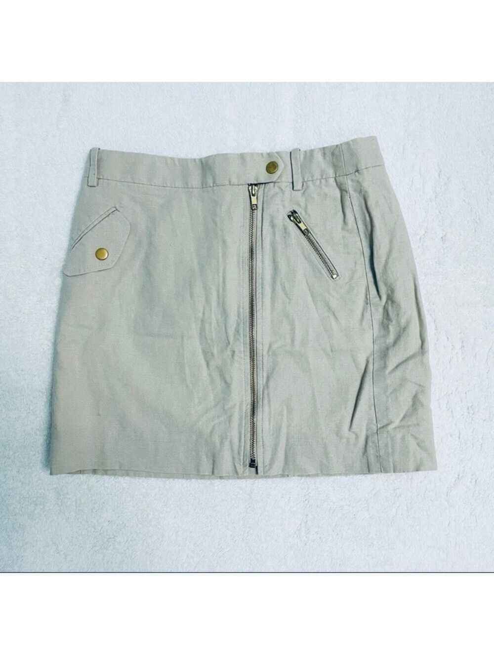 J. Crew Tan Beige Linen Utility Skirt - Picture 3 of 15